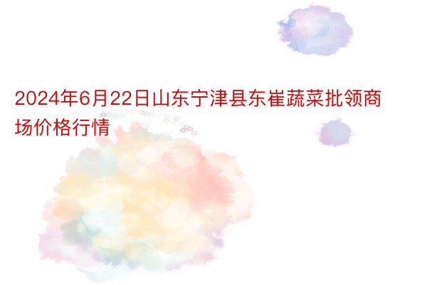 2024年6月22日山东宁津县东崔蔬菜批领商场价格行情